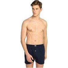 Tutku Lacivert Düz Desenli Erkek Penye Düğmeli Boxer 10'lu Paket %100 Pamuk