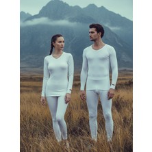Blackspade Unisex Termal Içlik V Yaka Uzun Kollu Beyaz - Isı Tutucu Kışlık Iç Giyim 1257