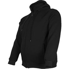 Lifeguard Büyük Beden Kapşonlu Kadın Siyah Fermuarlı Kışlık Sweatshirt Çift Cepli Uzun Kollu