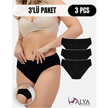 Kadın Pamuklu Bato Külot - 3 Adet Siyah - 3'lü Paket Büyük Beden Dahil Iç Çamaşırı