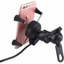 Eroğlu Metal Motosiklet Telefon Tutucu Hızlı USB Şarj Özellikli 360° Döner Başlık ile Beyaz Renk