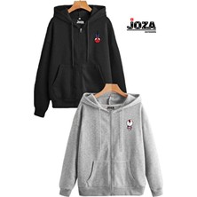 Spiderman Hello Kitty Sevgili Kombini 3 Iplik Fermuarlı Kapüşonlu Sweatshirt Polar Ceket 2li Set