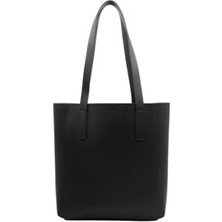 Truffaut Agnes Mıknatıslı Siyah Vegan Deri Tote Çanta Düz Desenli Business Koleksiyonu Günlük Kullanım İçin