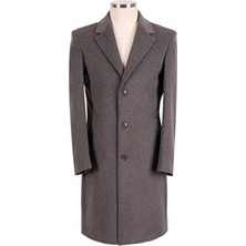 Blu Kaşmir Slim-Fit Kadın Palto Gri Düz Desenli Uzun Kol Regular Kalıp