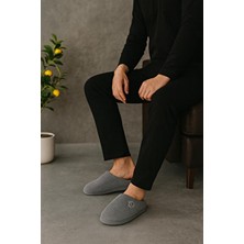 Erkek Gri Kadife Ev Terliği 3cm BYNDKDF01