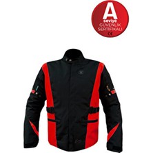 Eon 4 Mevsimlik Korumalı Uzun Motosiklet Montu Kırmızı Siyah