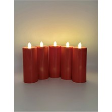 LED Mum Kırmızı Batom  5 Adet 15 cm 6 cm Çap Özellikli Dekoratif Aydınlatma