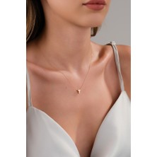 14 Ayar Altın 3 Boyutlu T Harfli Kolye