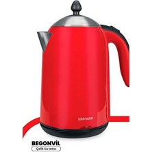 Begonvil Paslanmaz Çelik 1.7 Litre Aşırı Isınma Emniyetli Su Seviye Göstergeli Kettle Su Isıtıcısı