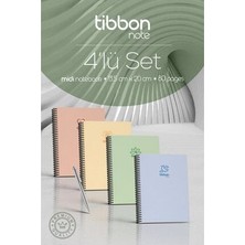 Tibbon Note 4'lü Set Midi Defter Spiralli 48 Sayfa Çok Renkli 15.5 cm x 20 cm Ölçülerle Not Almak İçin