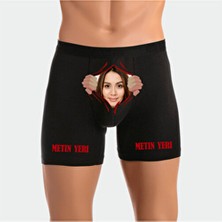 Texkid Kişiye Özel Eğlenceli Yazılı Erkek Man Boxer Siyah Renk L Beden Örme Kumaş