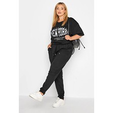 Stil Diva Kadın Büyük Beden Lastikli Cepli Eşofman Altı Pamuk - Polyester 126107 Uzun