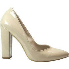 Beety 1201 Ten & Pudra Kalın Topuklu Kadın Abiye Stiletto Ayakkabı