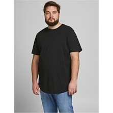 Jack & Jones Büyük Beden Siyah Erkek T-Shirt Kısa Kol %100 Pamuk Günlük Stil 12184933