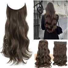 Açık Kahverengi Yarım Ay Çıtçıt Saç Postiş - Isıya Dayanıklı - Naturel Görünüm