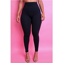 Fit & Fit Tayt Kadın Siyah Toparlayıcı Tayt Büyük Beden Ekstra Yüksek Bel ve Geniş Kemer ile Şıklık