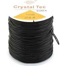 Siyah Lastikli 0,8 mm Silikon Misina- Elişi Takı Aksesuar Esnek Lastik Misine Tesbih Ipi 100 mt