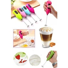Pilli Mini Mikser Kahve Köpürtücü Süt Köpürtücü Karıştırıcı Pembe