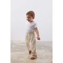Fahhar Kids Çift İğne Çocuk Pantolon Krem Regular Fit Pamuklu 1-7 Yaş Arası Unisex