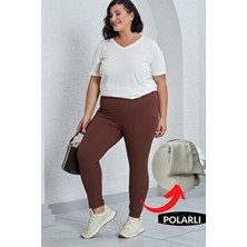 Fit & Fit Tayt Fit & Fit Kadın Yüksek Bel Toparlayıcı Kışlık Polarlı Tayt Geniş Kemer Özellikli Uzun Beden