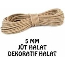 5 mm 10 Metre Hasır Jüt Ip Dekoratif Ip Urgan Kendir Halat