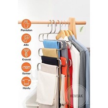 Hombak Dekoratif Metal Dolap Içi Krom Askı Pantolon Askısı Çoklu Askılık 1 Adet 5 Katlı