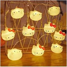 Yeni Hello Kitty Gece Lambası LED Işık Pilli 10 Lambalı 3D Hello Kitty Sevimli LED Işık
