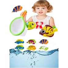 HYD Oyuncak Fileli Balık Tutma Oyunu 7 Li Set Yeşil Renkli Eğlenceli Oyun Seti 2+ Yaş İçin