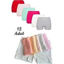 12'li Dondeza Pamuklu Penye Kız Çocuk Dantelli - Fitilli Boxer