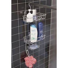 2 Katlı Krom Duşakabin Rafı - Banyo Düzenleyici