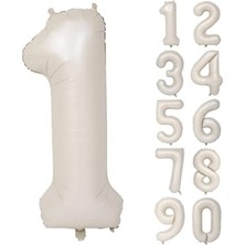 Bkmc Krem Renk 74 cm 1 Yaş Folyo Balonu 1 Adet Bej Renkli Parti Kutlama Malzemesi