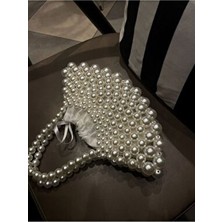 Özel Tasarım Geniş Inci Boncuk Çanta - Inci El Çantası - Incili El Çantası - Inci Boncuk Çanta