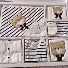 Name Kids Baby Zuhu Unisex Hastane Çıkışı Seti Çizgili Desenli Bebek Takımı