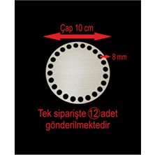 Asude Hediyelik 10 cm Çapında Ahşap Krem Renkli 12 Ad Bambu Tepsi Örgü Plakası Supla Delikli Altlık