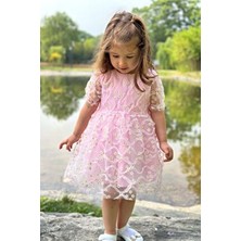 Kız Bebek Elbise Kız Çocuk Elbise Doğum Günü Parti Düğün Elbise Dantelli Kısa Kol astarlı elbise