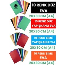 40'lı Eva Seti A4 20 x 30 cm Düz Eva Yapışkanlı Eva Simli Eva Yapışkanlı Simli Eva Kağıdı