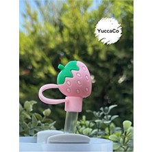 Termos Uyumlu Çilek Aksesuar/ Çilekli Pipet Koruyucu/ Pipet Kılıfı/ Pipet Tıpası