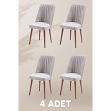 Polo Sandalye - Jerika Krem - Ahşap Ceviz Ayak (4 Adet) - Salon Sandalyesi / Mutfak Sandalyesi