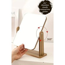 Masa Üstü Ahşap 360 Derece Ayarlanabilir Makyaj Güzellik Traş Cilt Bakım Aynası 13X18 cm SFYLDZ-546