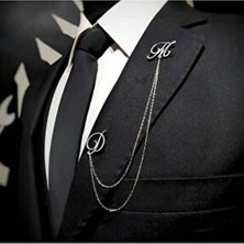 Satürn Silver Kuyumculuk 925 Ayar Gümüş Harfli Yaka Iğnesi  Damat Hediyesi Kişiye Özel Tasarım