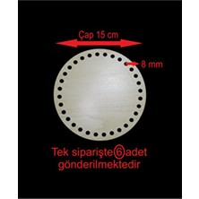 Ahşap Krem 15 cm 6 Ad Bambu Tepsi Örgü Plakası Supla Delikli Altlık Tığ Taban Işi Sepet Tabanı