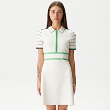 Kadın Flare Fit Polo Yaka Beyaz Elbise