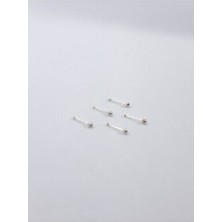 SET 925 Ayar Gümüş 5 Adet 1,5 mm Top Hızma Gümüş Renkli İnci Detaylı Kadın Aksesuar