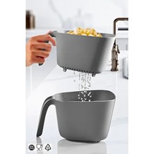 Saplı, Ikili Pirinç Makarna Sebze Süzgeci 2,45LT Antrasit