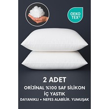 2 Adet Orijinal %100 Saf Silikon Iç Yastık Dolu Kırlent, Dayanıklı , Nefes Alabilir ve Yumuşak