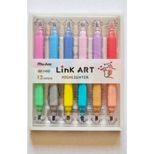 12 Renk 6'lı Link Art Çift Uçlu Pati Fosforlu Kalem