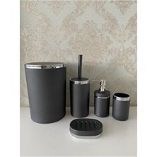5 Parça Mat Gri Gümüş Mat Banyo Seti