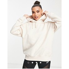 Sportswear Essential Collection Fleece Oversized Hoodie Krem Kadın Sweatshirt