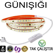 220V Şerit LED  Yüksek Işık Fişli ve Anahtarlı Günışığı 2 Metre ((Adaptör Trafo Yok Tak Çalıştır))