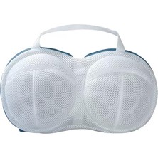 Çamaşır Torbası Sütyen Yıkama Torbaları, Yüksek Geçirgenliğe Sahip Sütyen Şeklinde Saplı ve Fermuarlı Örgü Yıkama Torbaları, 3D Bardak Şeklinde Tasarım Sütyen Örgü(Mavi)